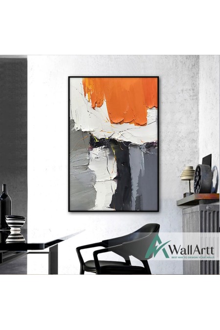 Orange with Black n White 3d Heavy Textured Partial Oil Painting